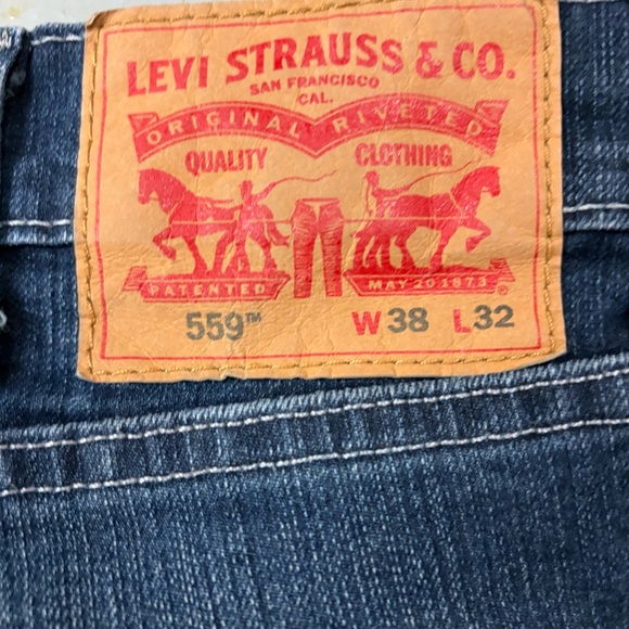 Vintage Levis 559 Jeans 38 x 32 Dark Wash Straight Blue Red Tab Denim (373) - Picture 8 of 11